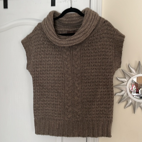 TATUM LADIES BROWN GRAY WOOL COWL NECK RENTRA SWEATER-L - Picture 10 of 10